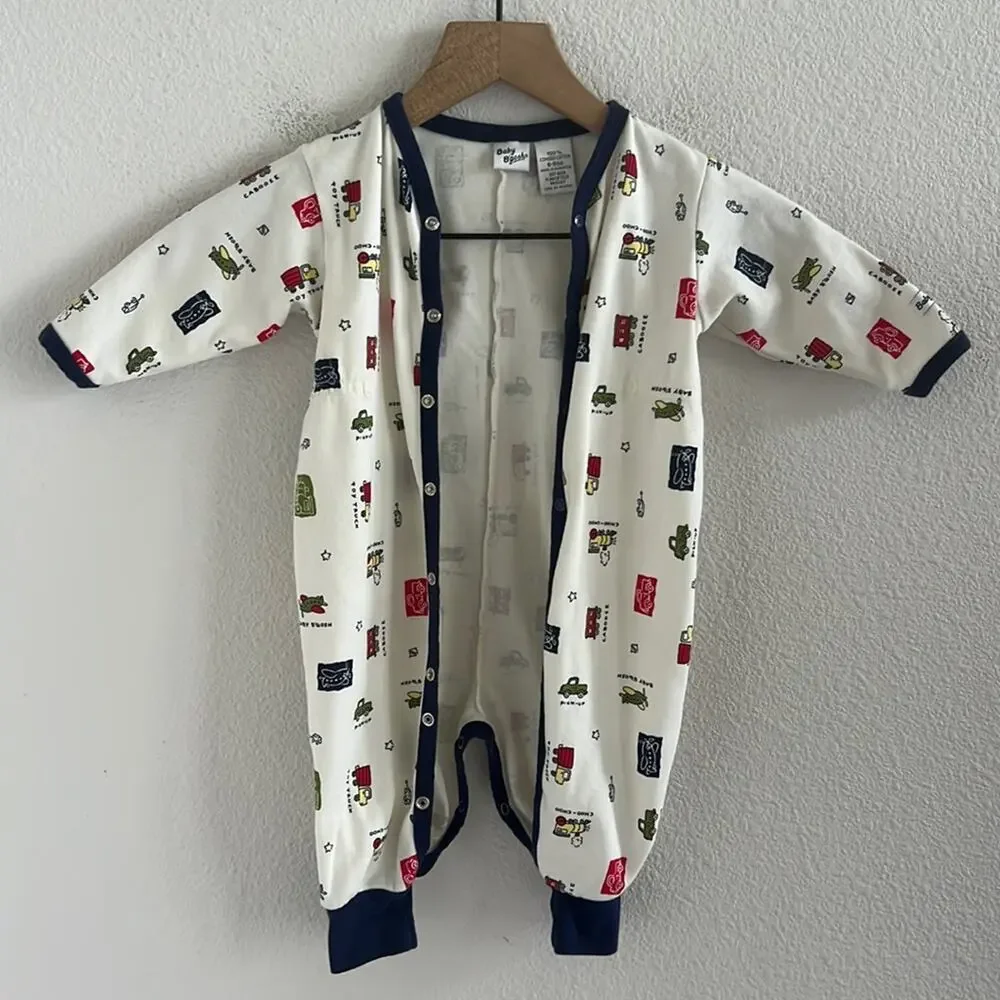 Vintage Baby B'Gosh 100% Combed Cotton Transportation Snap Button Bodysuit